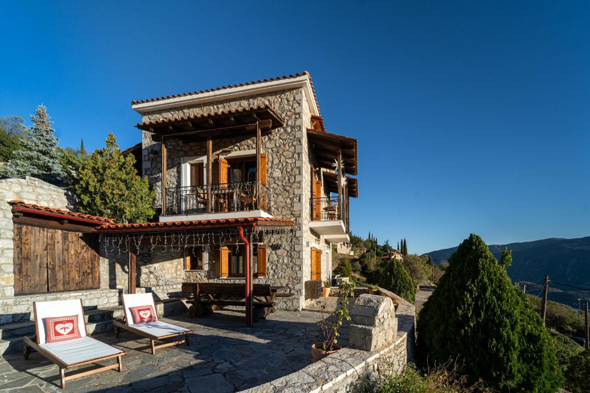 Rock Dandy Deluxe Chalet In Arachova - Delphi, Sauna, Prv Parking, Amazing View Exterior foto